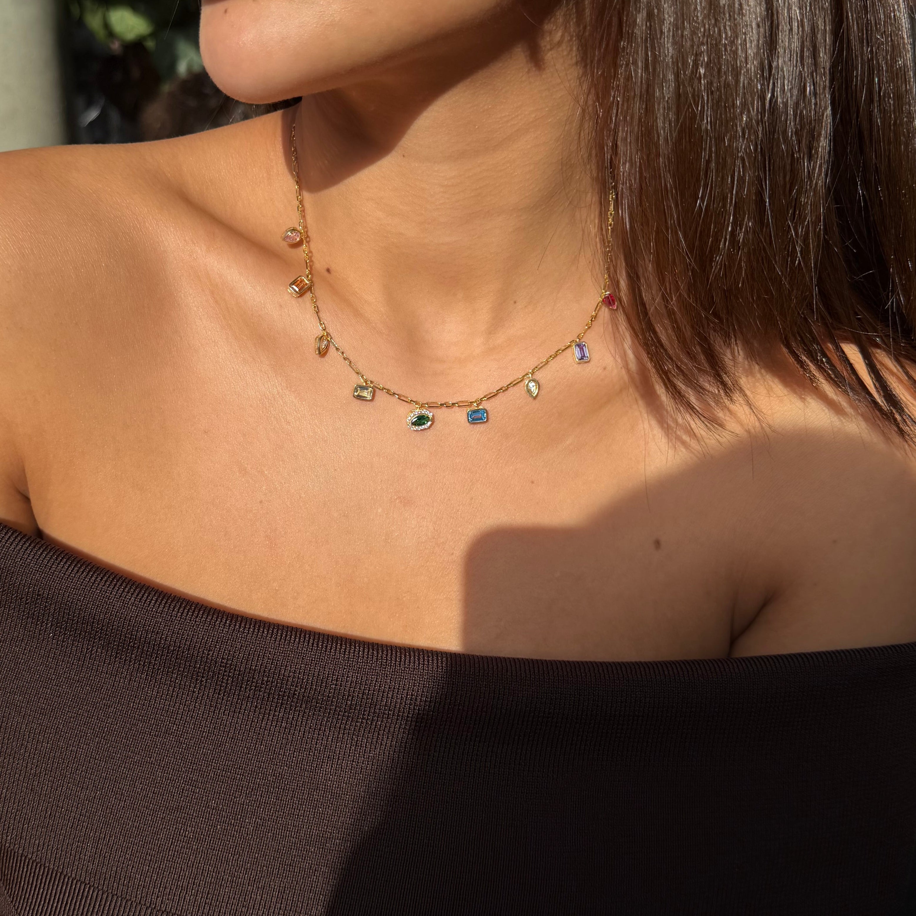 925 | Renkli Taşlı Kolye