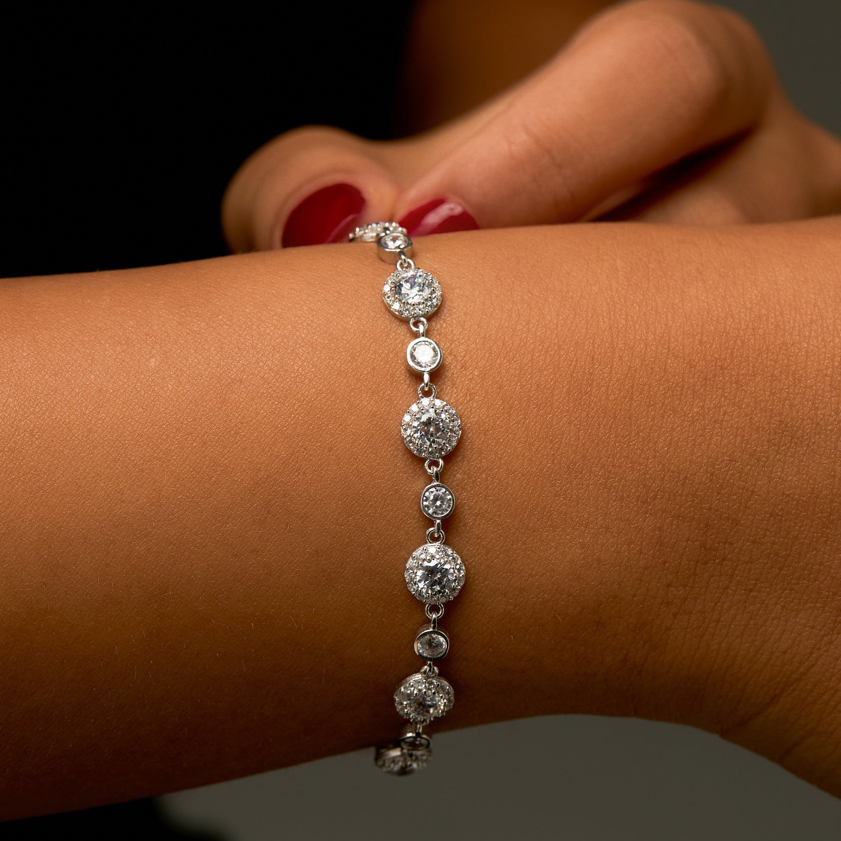 925 | Yuvarlak Kesim Taş Bileklik